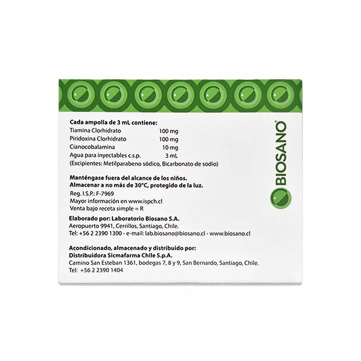 Vitaminas B1-B6-B12 Solución Inyectable  - Caja de 3 ampollas genérico - Imagen 2